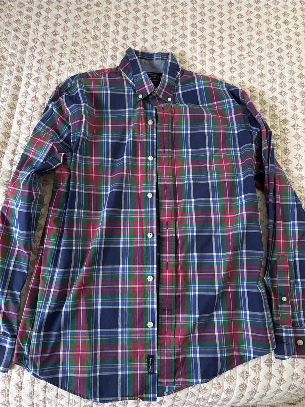 Men's Blue Plaid Button-Down Shirt